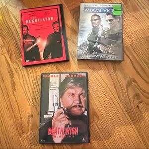 EUC & NWT Set of 3 Action DVDs (Miami Vice/The Negotiator/Death Wish)